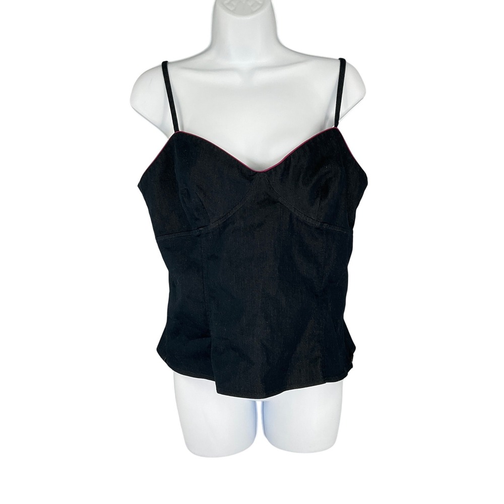 Vintage Apostrophe Dark Wash Denim Corset Babydoll Top Camisoleβ Size 14 Y2K